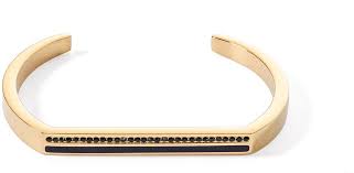 Bracciale Coeur de Lion Square Stripes in acciaio oro rosa con elementi rettangolari neri e beige - Alfano Gioielli