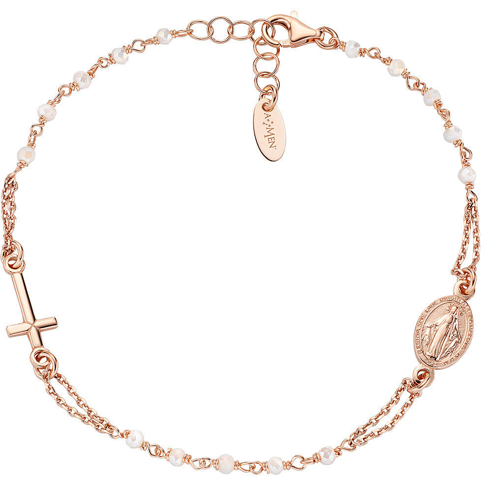 Bracciale Donna Amen BRO10RBI3 - Argento 925 Rosè e Cristalli Latte