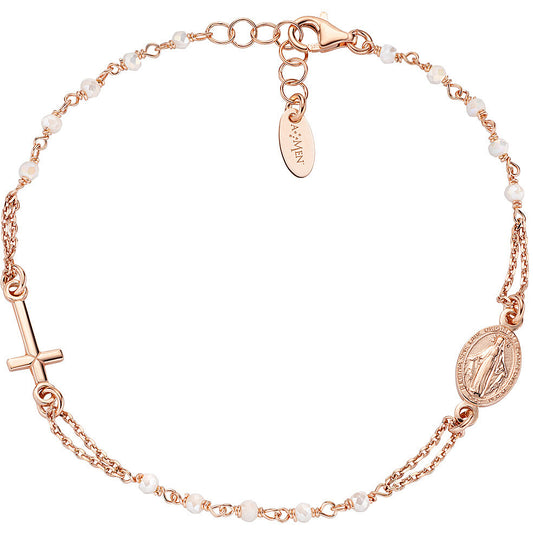 Bracciale Donna Amen BRO10RBI3 - Argento 925 Rosè e Cristalli Latte