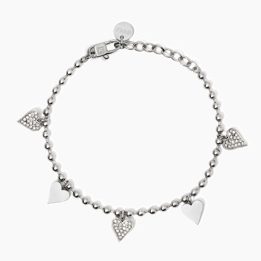 Bracciale Donna Kidult Style 18 con Cuori e Cristalli in Acciaio - 831055