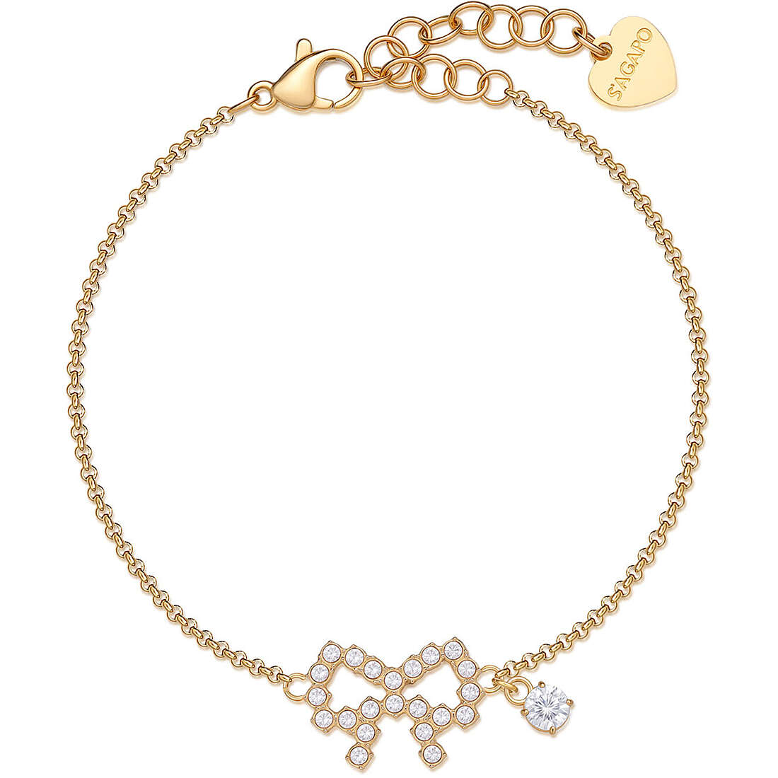 Bracciale Donna S'agapò Twinkle in Acciaio e PVD Oro 14K con Cristalli – SWN14