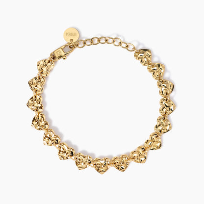 Bracciale Dorato Regolabile con Cuori Martellati | Cod. 831009