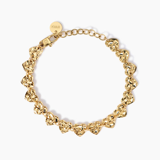 Bracciale Dorato Regolabile con Cuori Martellati | Cod. 831009