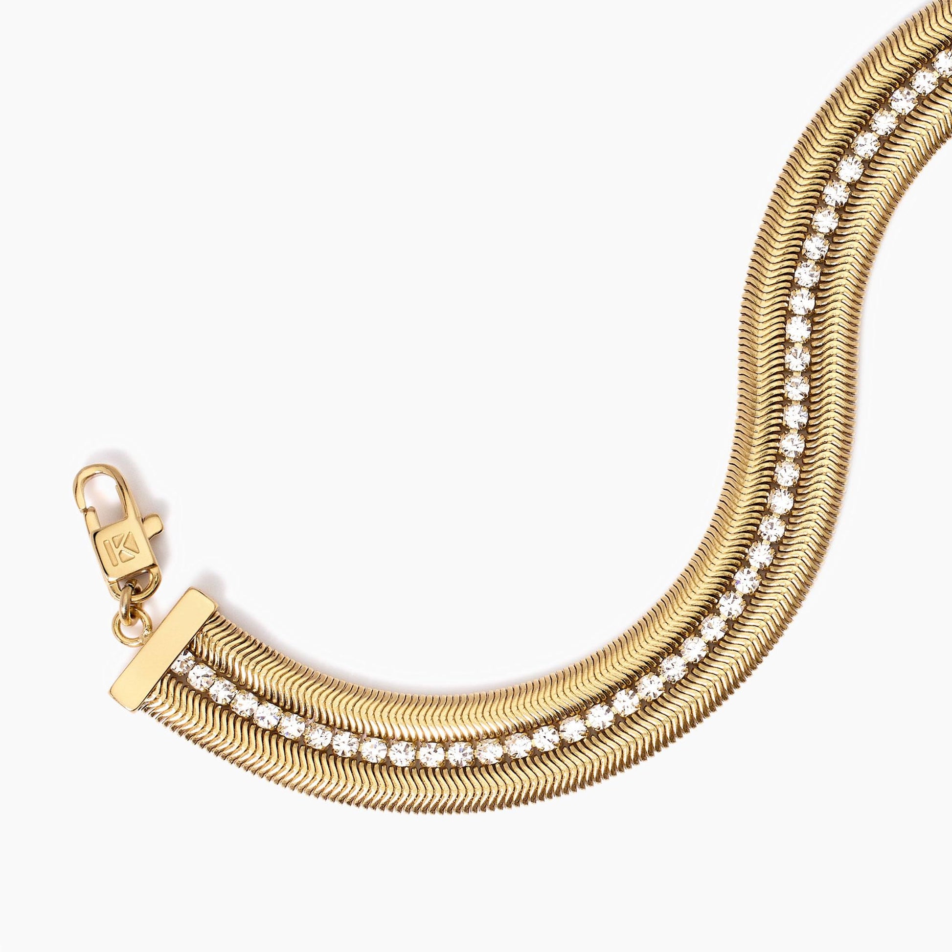 Bracciale Dorato Regolabile con Doppia Catena Snake e Tennis | Cod. 831013 3