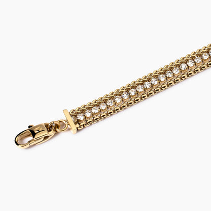 Bracciale Dorato Regolabile con Due Catene e Tennis | Cod. 831026 2