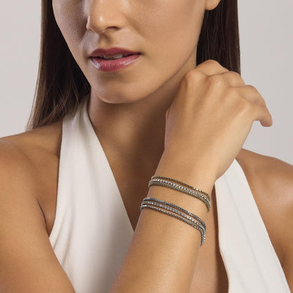 Bracciale Dorato Regolabile con Due Catene e Tennis | Cod. 831026 3