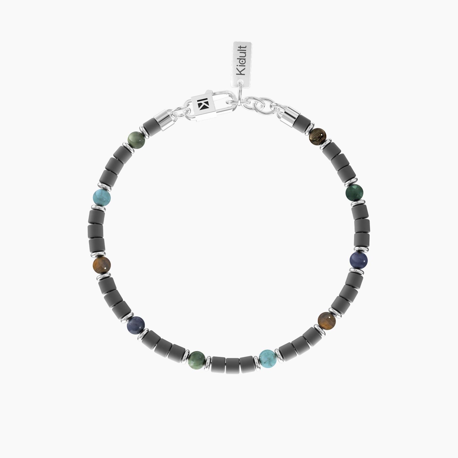 Bracciale rigido Kidult in acciaio silver con ciondolo tondo e incisione smaltata dedicata all'amicizia - Alfano Gioielli Gioielleria Palermo.