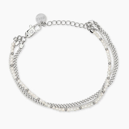 Bracciale Kidult in acciaio silver con sfere di agata nera naturale alternate lungo la catena - Alfano Gioielli Gioielleria Palermo.