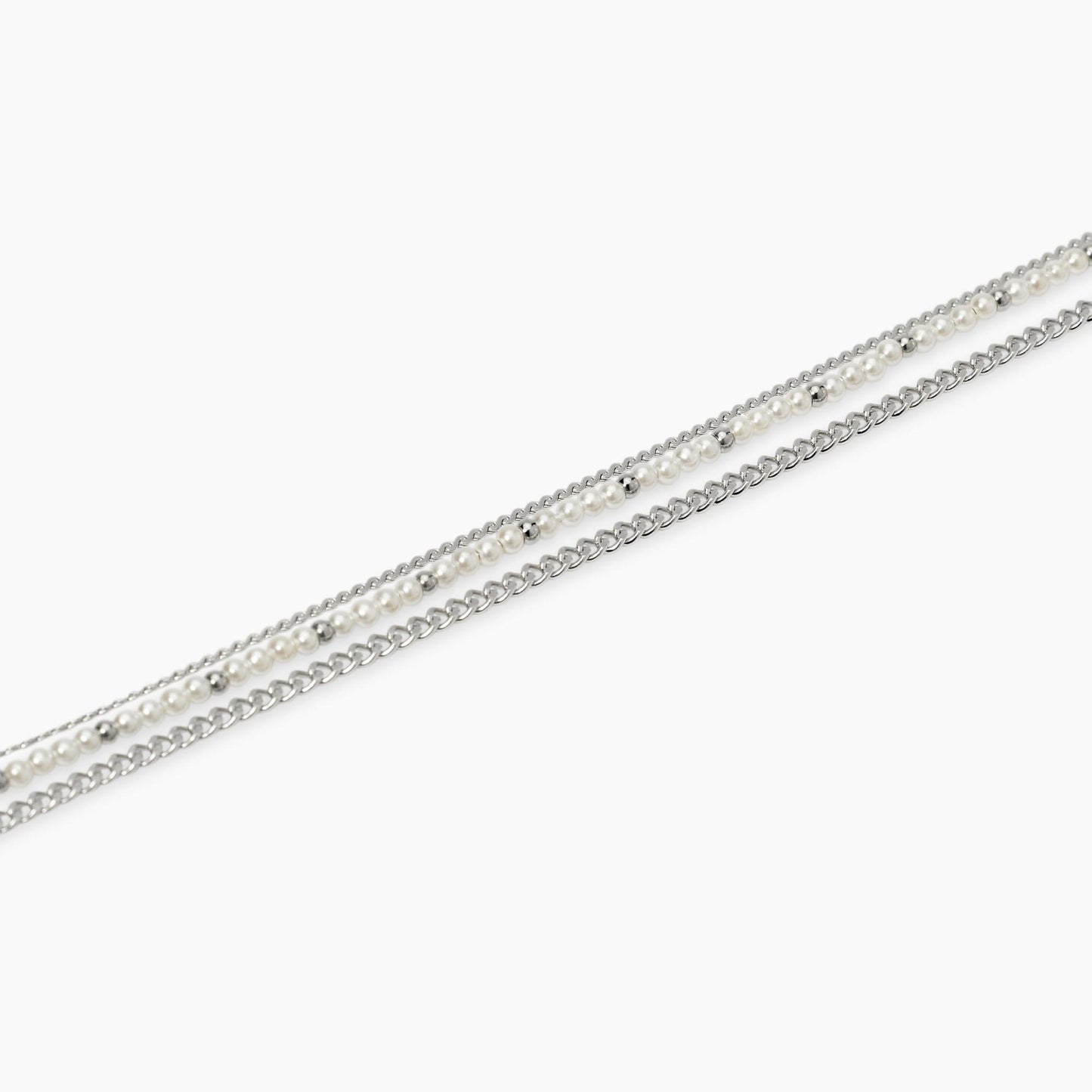 Bracciale Kidult in acciaio silver con sfere di agata nera naturale alternate lungo la catena - Alfano Gioielli Gioielleria Palermo.