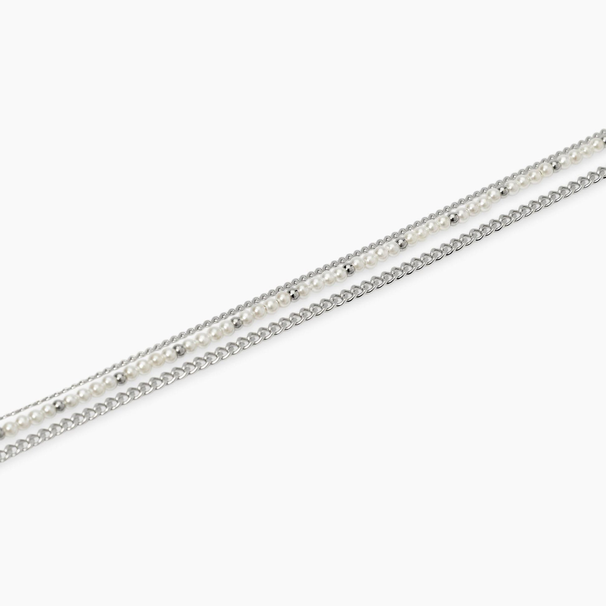 Bracciale Kidult in acciaio silver con sfere di agata nera naturale alternate lungo la catena - Alfano Gioielli Gioielleria Palermo.