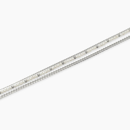 Bracciale Kidult in acciaio silver con sfere di agata nera naturale alternate lungo la catena - Alfano Gioielli Gioielleria Palermo.