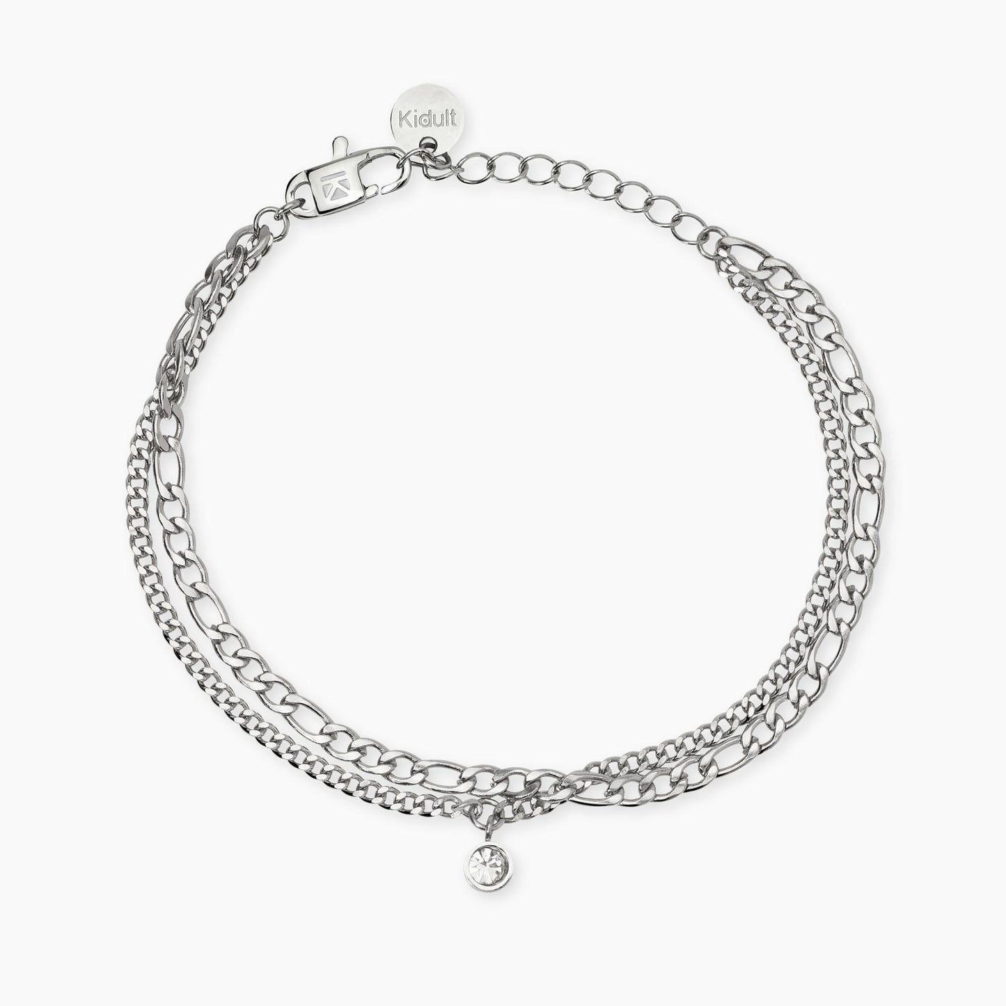 Bracciale Kidult in acciaio silver con sfere di agata blu naturale alternate lungo la struttura - Alfano Gioielli Gioielleria Palermo.