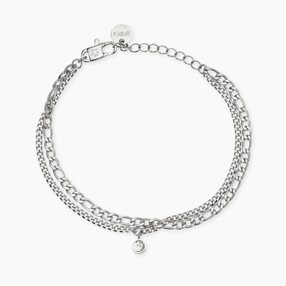 Bracciale Kidult in acciaio silver con sfere di agata blu naturale alternate lungo la struttura - Alfano Gioielli Gioielleria Palermo.