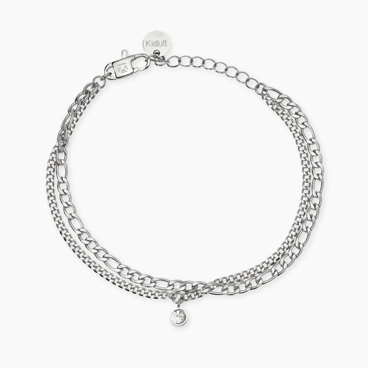 Bracciale Kidult in acciaio silver con sfere di agata blu naturale alternate lungo la struttura - Alfano Gioielli Gioielleria Palermo.