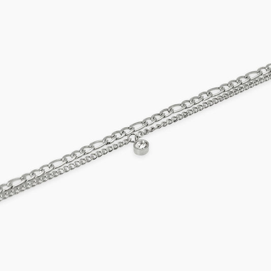 Bracciale Kidult in acciaio silver con sfere di agata blu naturale alternate lungo la struttura - Alfano Gioielli Gioielleria Palermo.