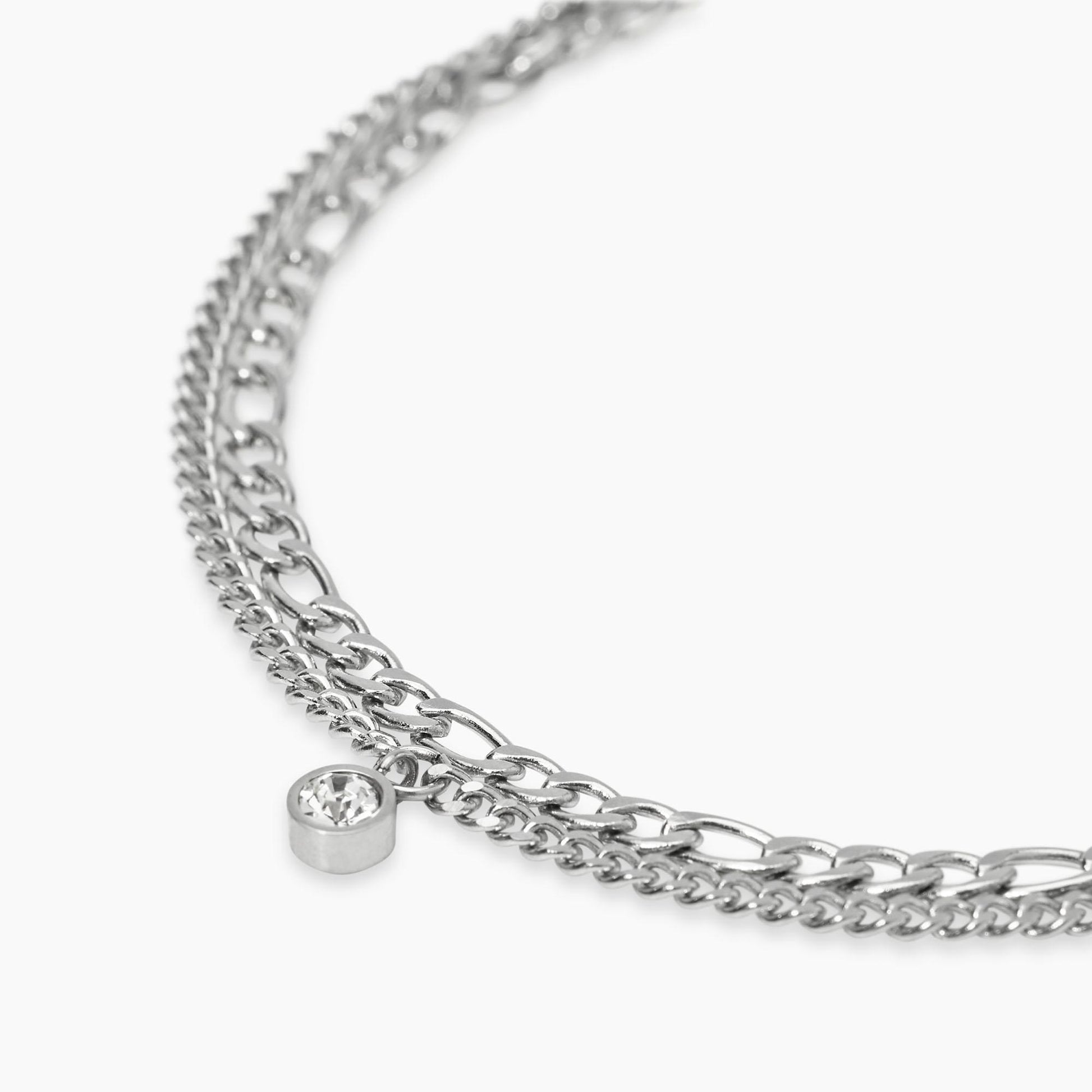 Bracciale Kidult in acciaio silver con sfere di agata blu naturale alternate lungo la struttura - Alfano Gioielli Gioielleria Palermo.