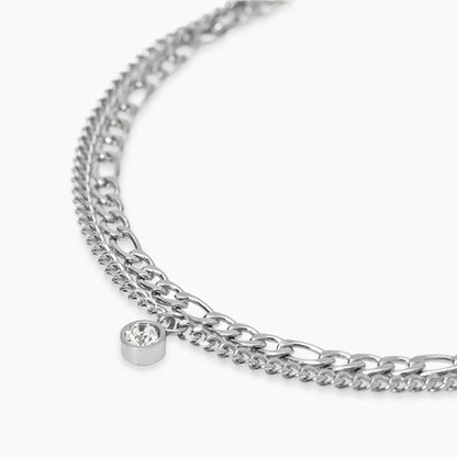 Bracciale Kidult in acciaio silver con sfere di agata blu naturale alternate lungo la struttura - Alfano Gioielli Gioielleria Palermo.