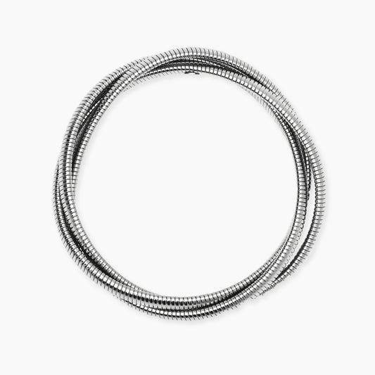 Bracciale Kidult in acciaio silver con sfere di agata nera naturale alternate lungo la struttura - Alfano Gioielli Gioielleria Palermo.