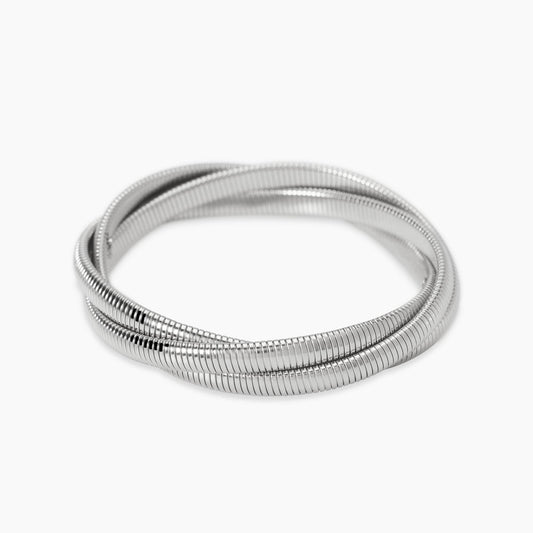 Bracciale Kidult in acciaio silver con sfere di agata nera naturale alternate lungo la struttura - Alfano Gioielli Gioielleria Palermo.