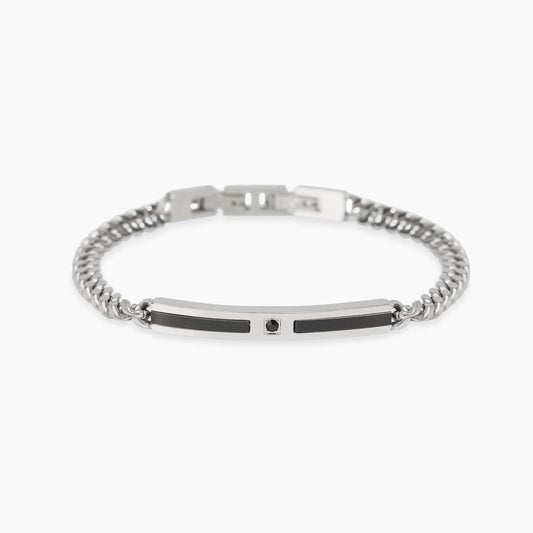 Bracciale Kidult in acciaio silver con pietre naturali di agata gialla alternate lungo la catena - Alfano Gioielli Gioielleria Palermo.