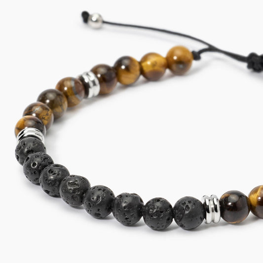 Bracciale Kidult con cordino bordeaux, sfere di agata rossa e dettagli in acciaio lucido - Alfano Gioielli Gioielleria Palermo.