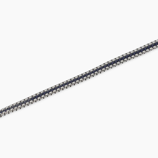 Bracciale Kidult in acciaio silver con pietre naturali di agata bianca alternate lungo la catena - Alfano Gioielli Gioielleria Palermo.