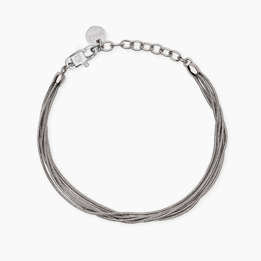 Bracciale Kidult in acciaio silver con pietre naturali di agata verde e ciondolo centrale a forma di cuore - Alfano Gioielli Gioielleria Palermo.