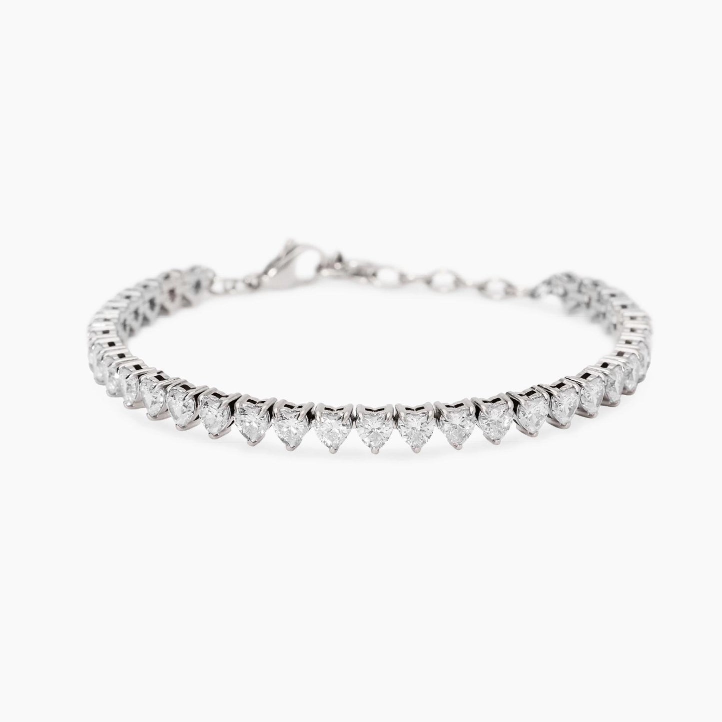 Bracciale Kidult in acciaio silver con pietre naturali di quarzo rosa e ciondolo centrale a forma di cuore - Alfano Gioielli Gioielleria Palermo.