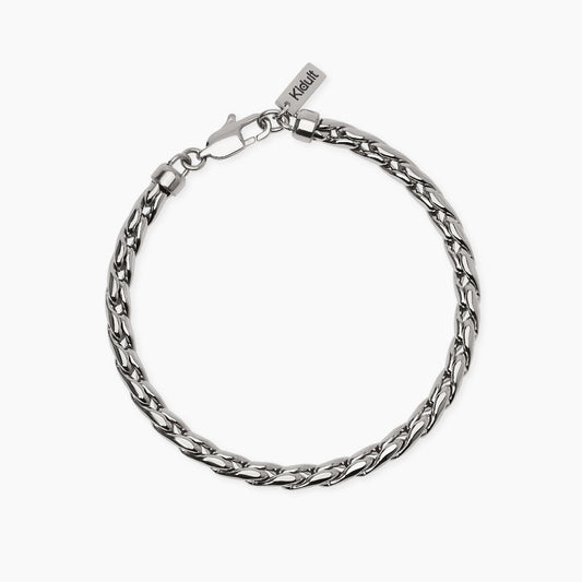 Bracciale a catenina Kidult in acciaio oro giallo con pietre naturali di agata nera alternate - Alfano Gioielli Gioielleria Palermo.