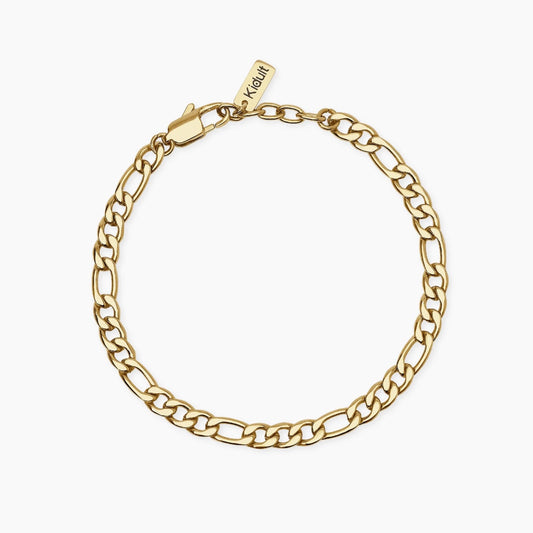 Bracciale a catenina Kidult in acciaio oro giallo con pietre naturali di agata verde alternate - Alfano Gioielli Gioielleria Palermo.