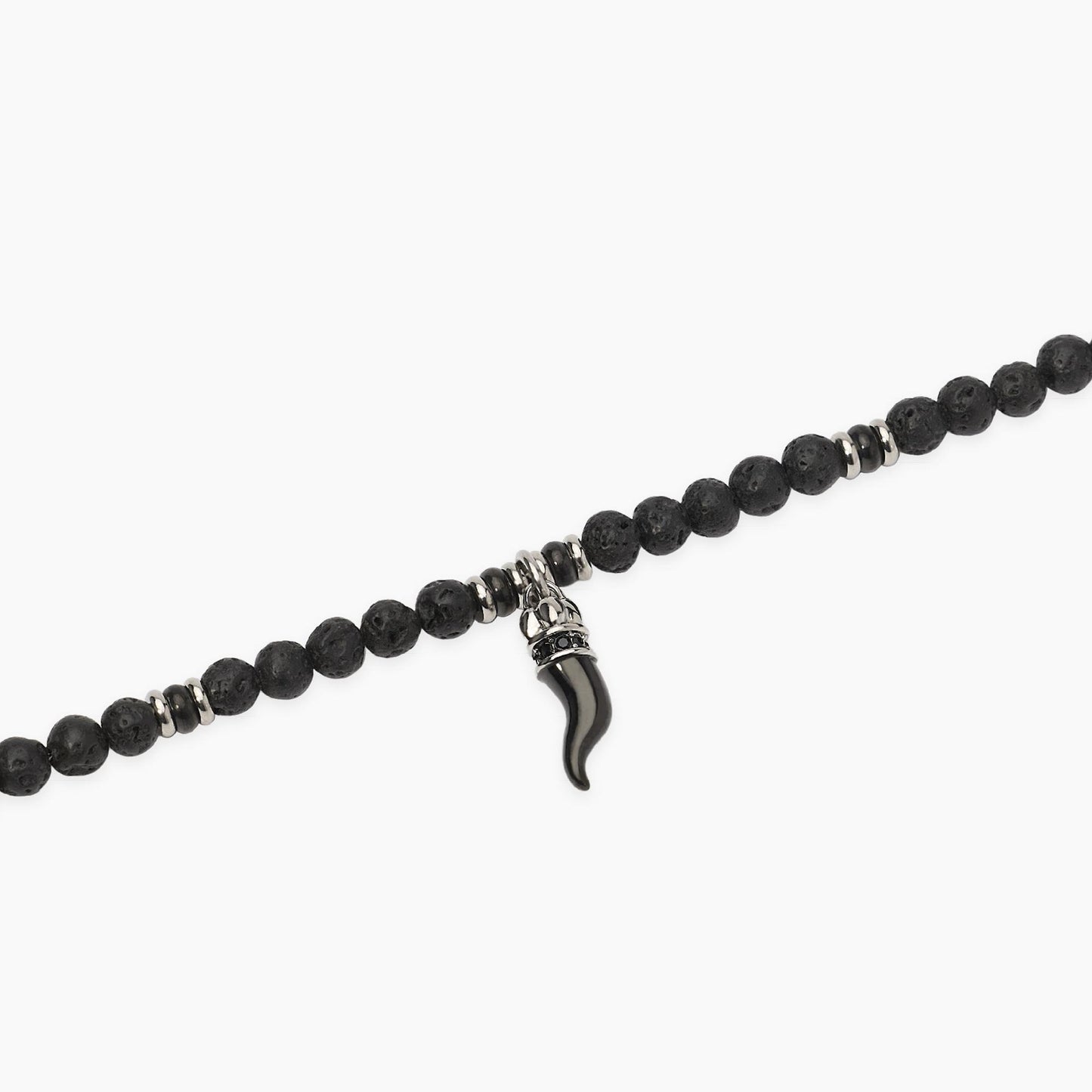 Bracciale a catenina Kidult in acciaio silver con piccole pietre tonde di apatite azzurra alternate lungo la catena.