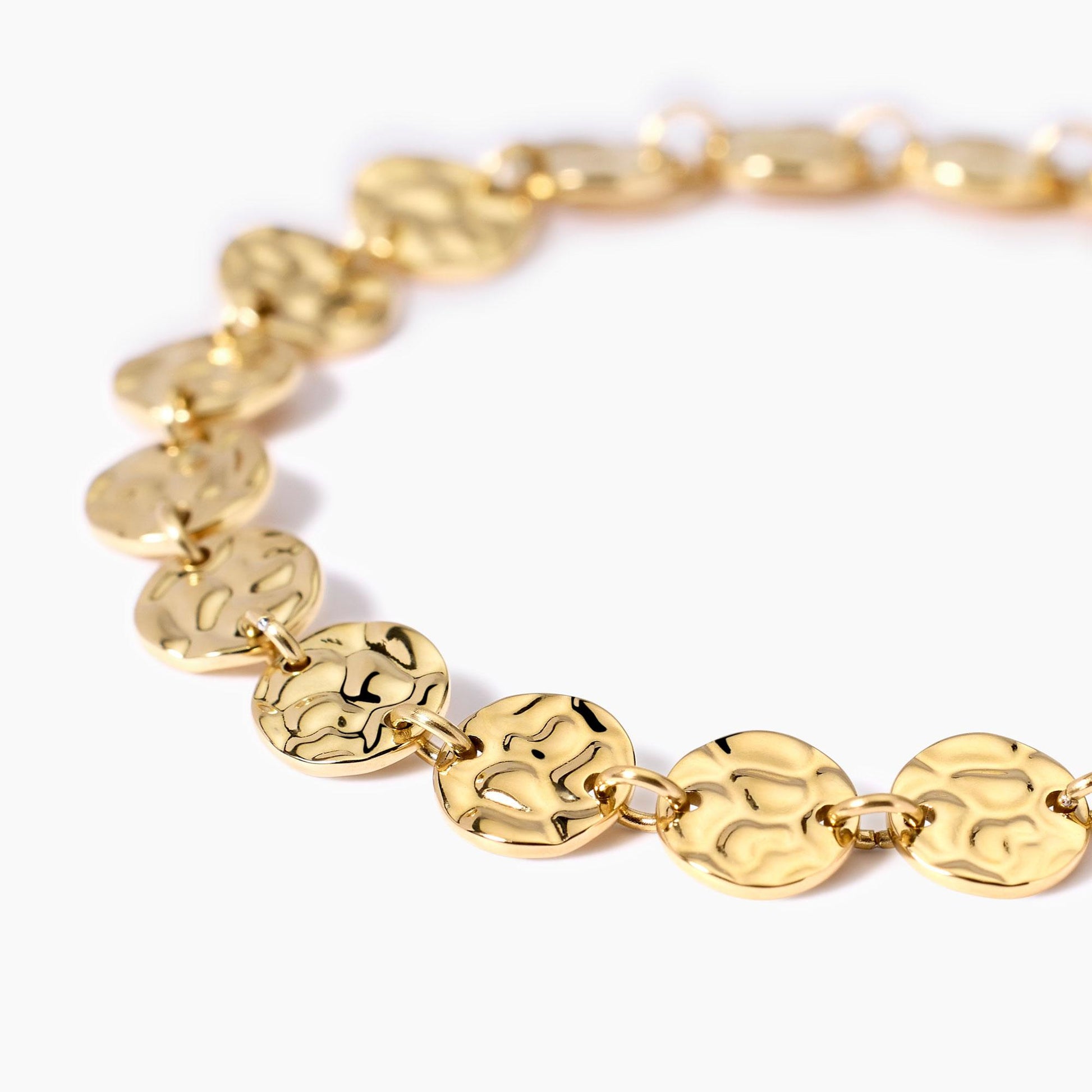 Bracciale Kidult Style 03 in Acciaio 316L PVD Oro con Elementi Martellati - 831007 3