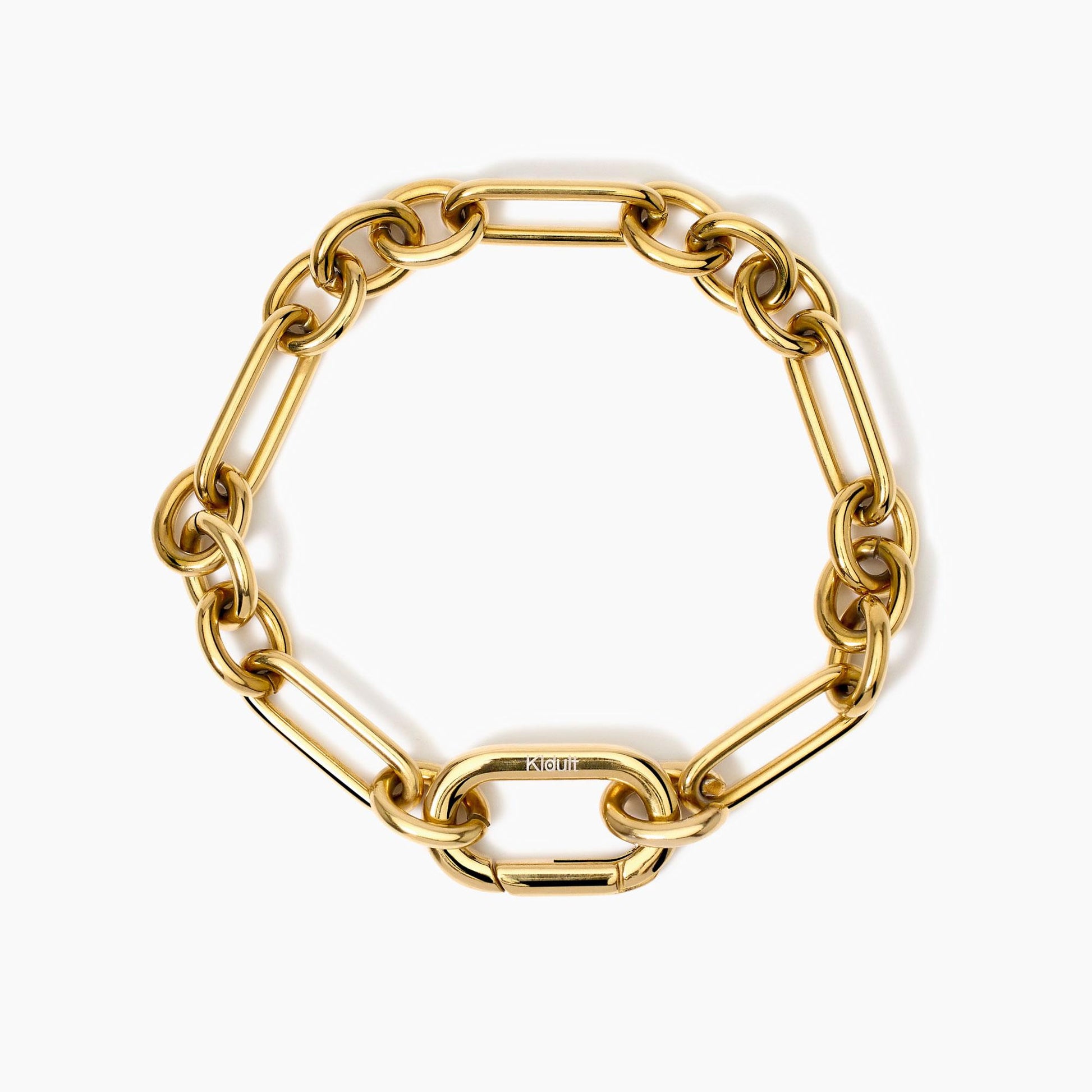 Bracciale Kidult Style 06 in Acciaio 316L PVD Oro con Maglie Alternate - 831036