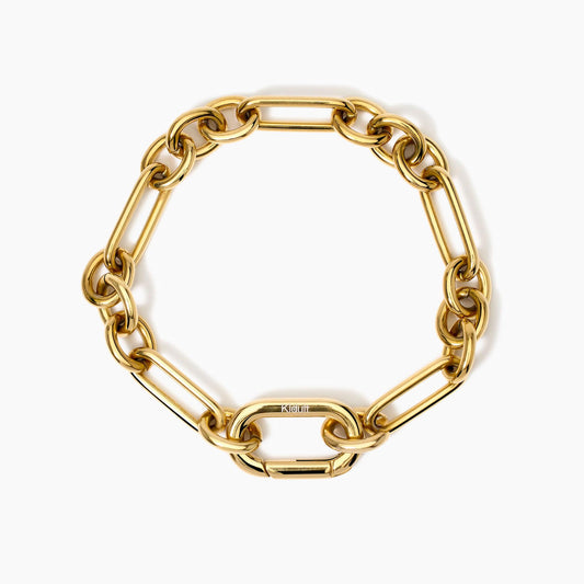 Bracciale Kidult Style 06 in Acciaio 316L PVD Oro con Maglie Alternate - 831036