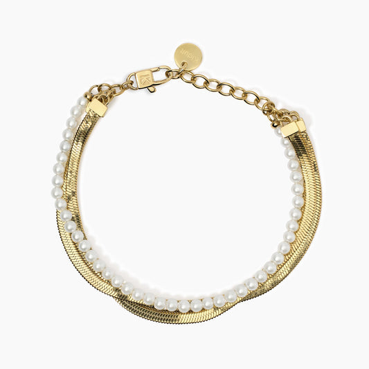 Bracciale Kidult Style 14 in Acciaio Dorato con Perle Conchiglia - 831046