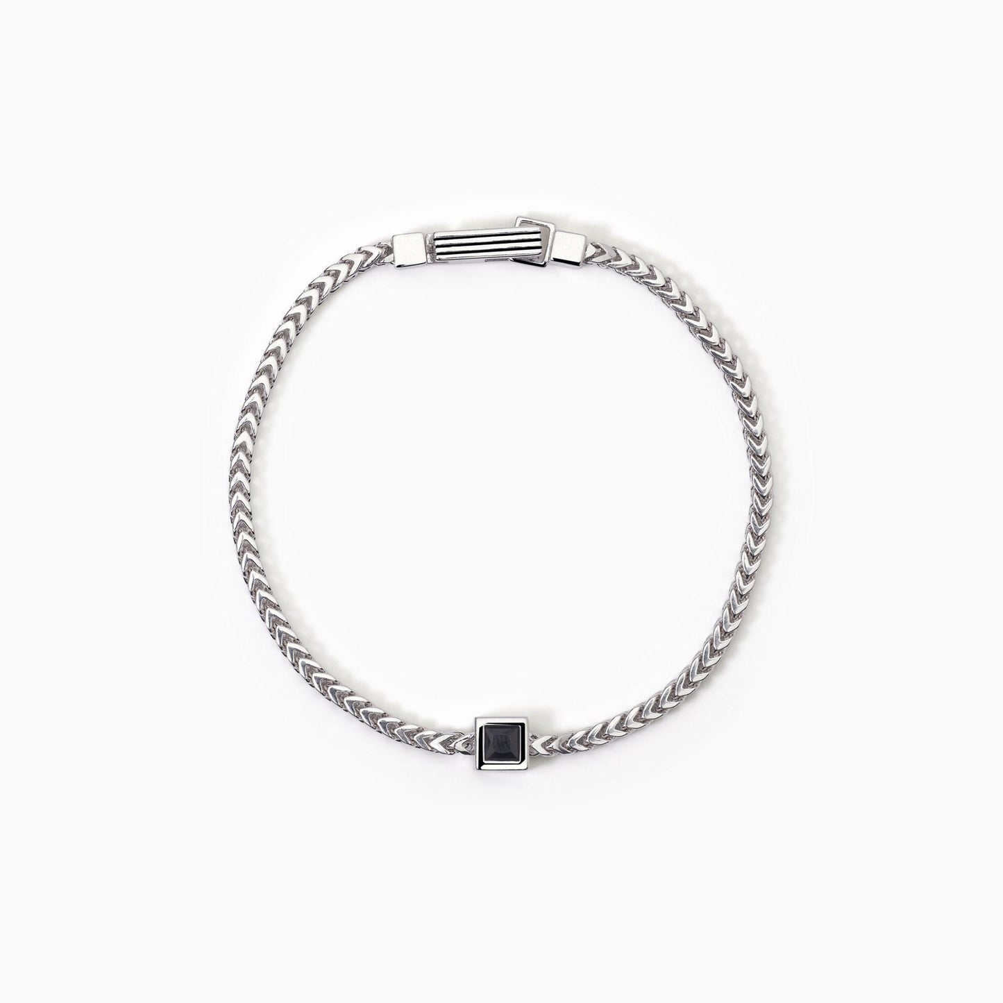 Bracciale MABINA Black Code in argento con catena franco e zircone nero - Codice 533808-20