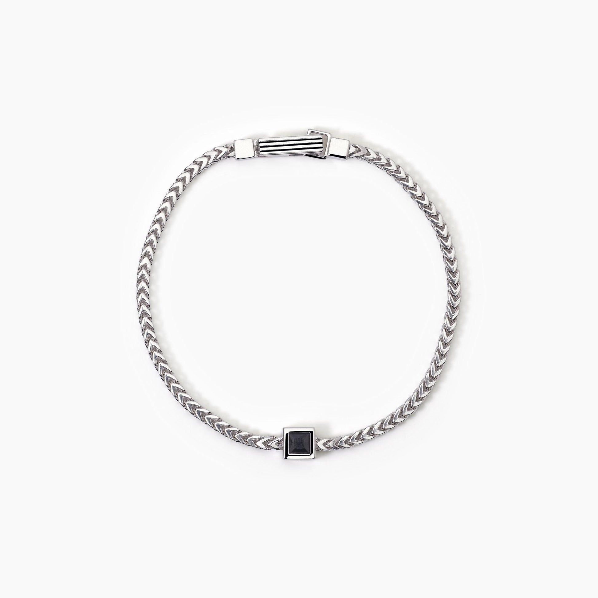 Bracciale MABINA Black Code in argento con catena franco e zircone nero - Codice 533808-20
