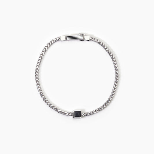 Bracciale MABINA Black Code in argento con catena franco e zircone nero - Codice 533808-20
