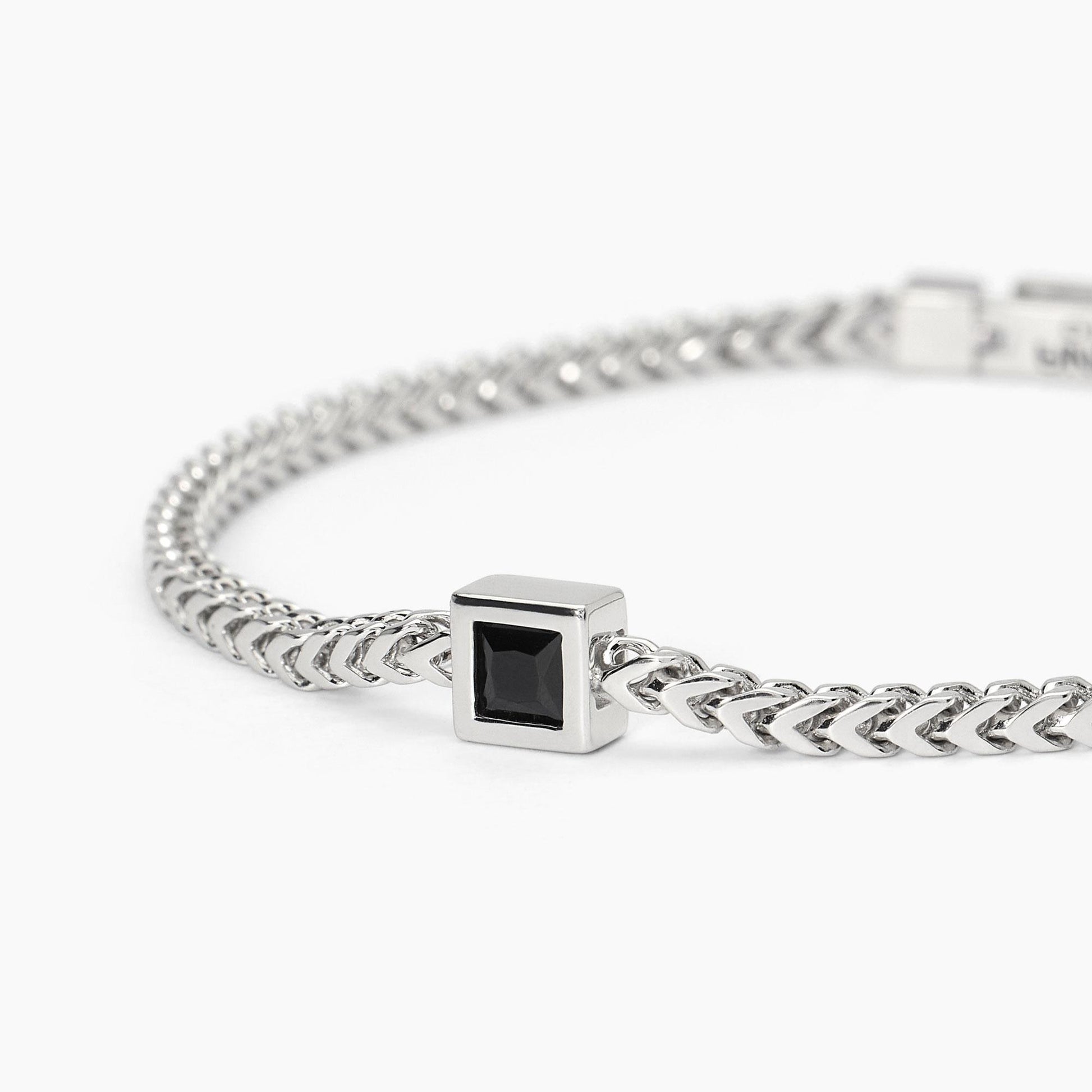 Bracciale MABINA Black Code in argento con catena franco e zircone nero - Codice 533808-20