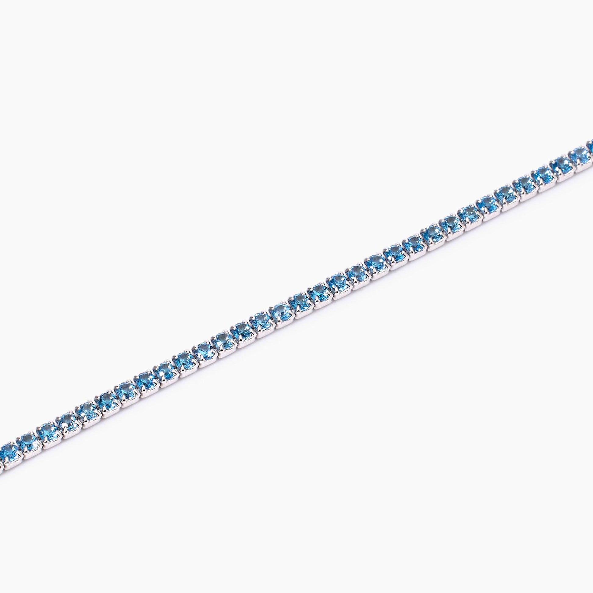 Bracciale MABINA Mini Tennis in argento con acquemarine sintetiche - Codice 533960
