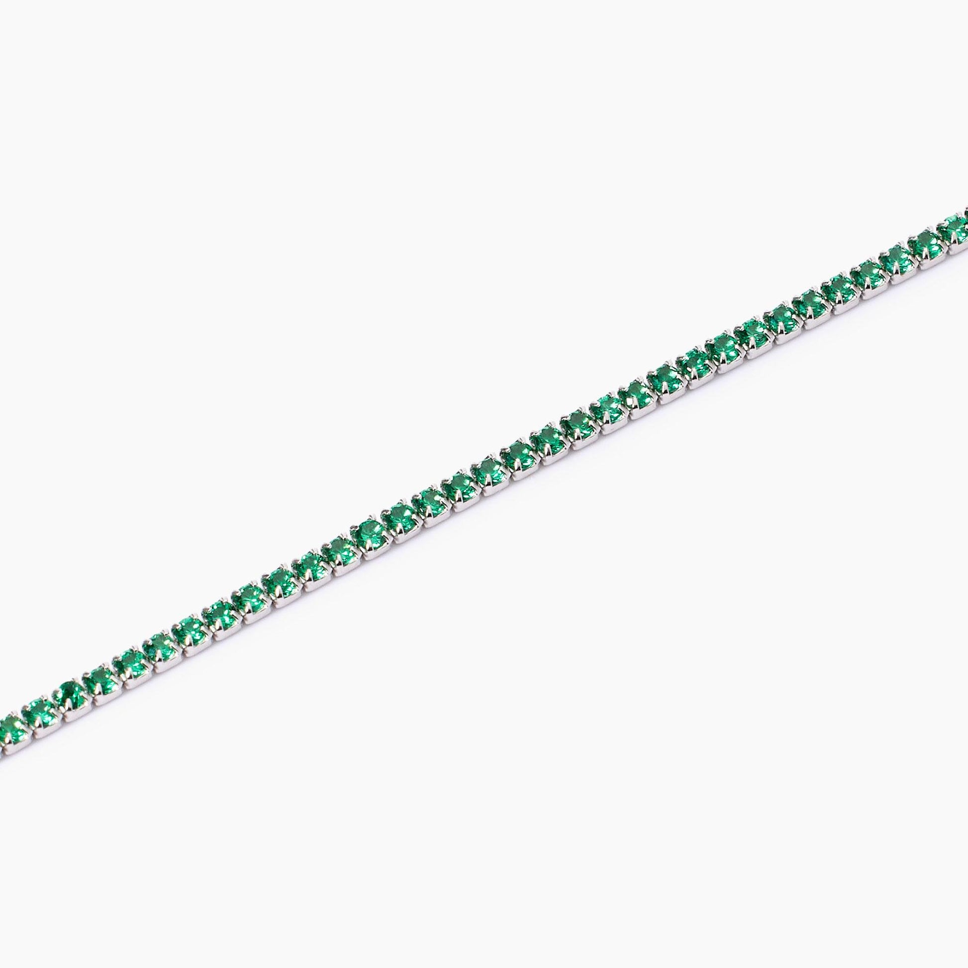 Bracciale MABINA Mini Tennis in argento con smeraldi sintetici - Codice 533959