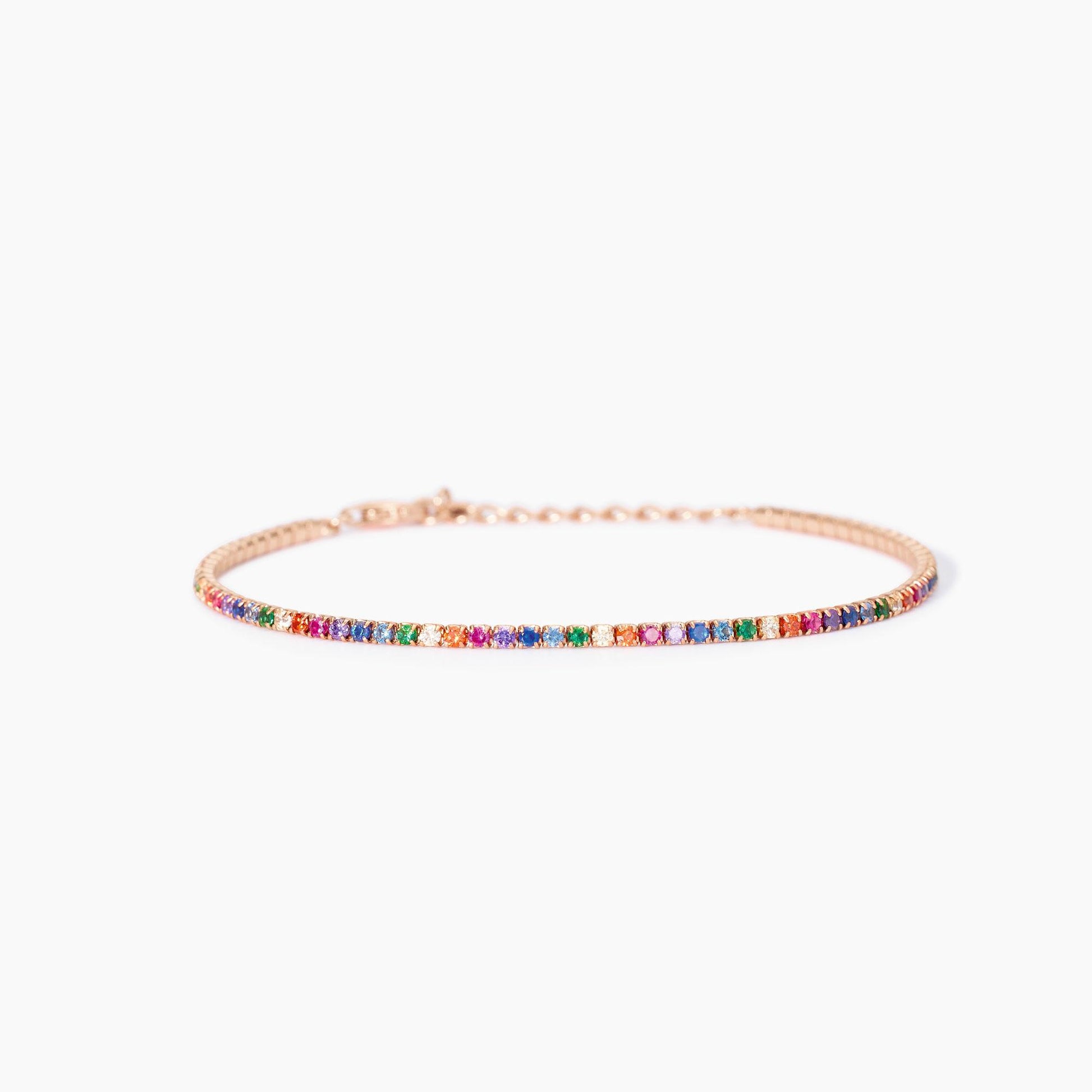 Bracciale MABINA Mini Tennis placcato oro rosa con zirconi multicolor - Codice 533962