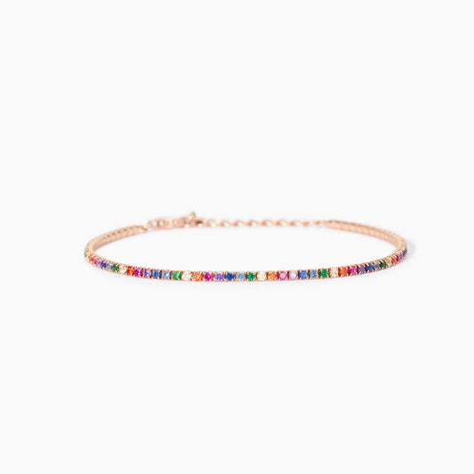 Bracciale MABINA Mini Tennis placcato oro rosa con zirconi multicolor - Codice 533962