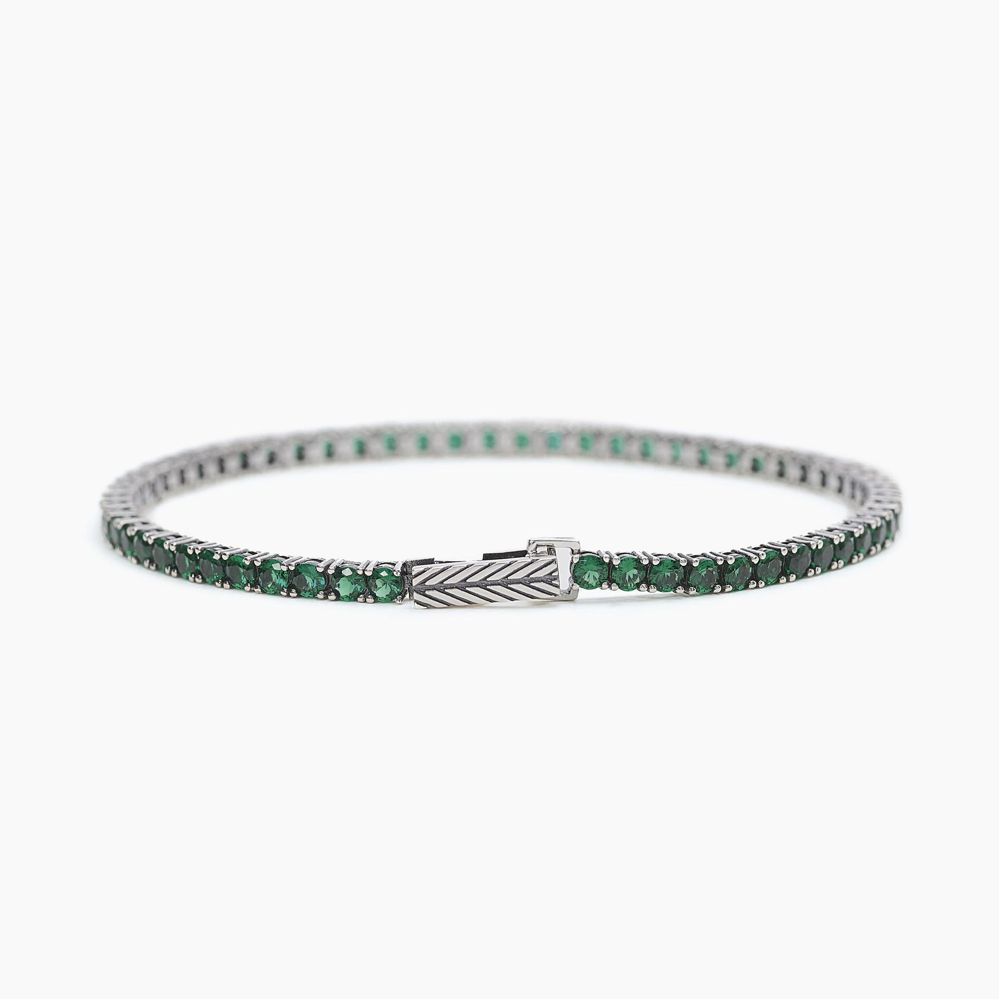 Bracciale MABINA Tennis Club Uomo in argento con smeraldi sintetici - Codice 533579-S