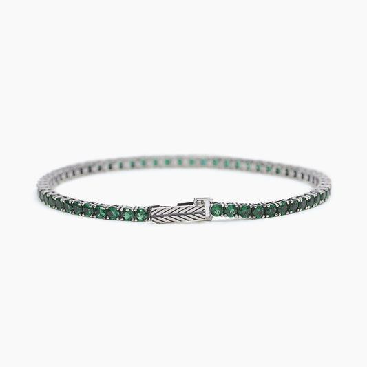 Bracciale MABINA Tennis Club Uomo in argento con smeraldi sintetici - Codice 533579-S