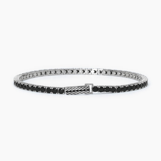 Bracciale MABINA Tennis Club in argento con zirconi neri - Codice 533694-S