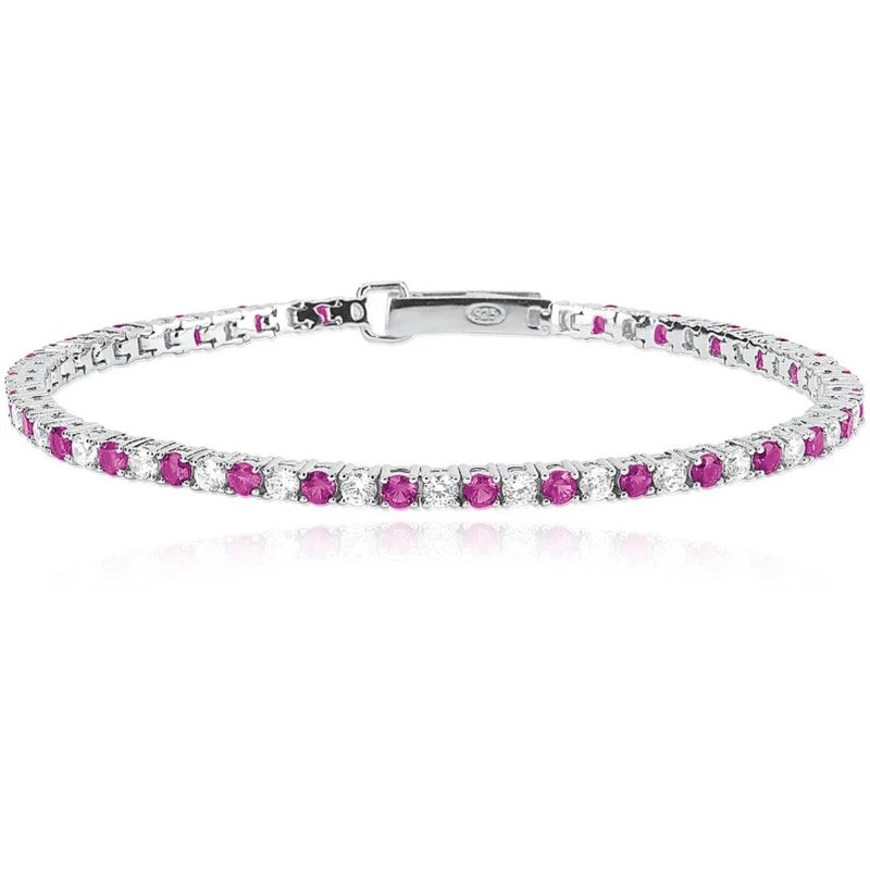 Bracciale rigido Mabina in argento 925 rodiato con fila superiore di zirconi bianchi taglio brillante.