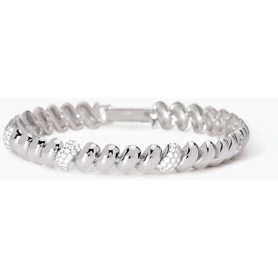 Bracciale Mabina in argento 925 con elemento centrale a tre cerchi impreziositi da zirconi bianchi brillanti.