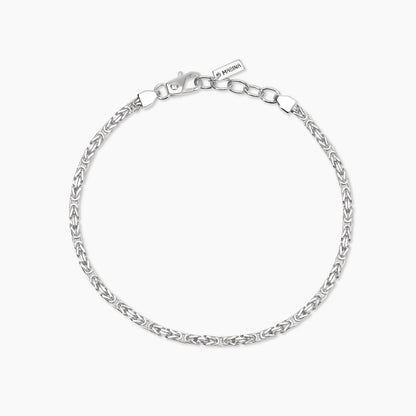 Bracciale da uomo Mabina in argento 925 con piastra centrale lucida e piccolo diamante lab grown incastonato.