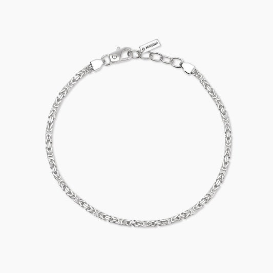 Bracciale da uomo Mabina in argento 925 con piastra centrale lucida e piccolo diamante lab grown incastonato.